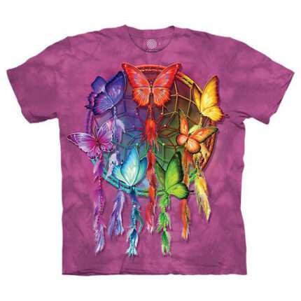 The Mountain 'Rainbow Bfly Drmcatcher' Animals, Birds, Bugs Farm Tie-Dye T-Shirt