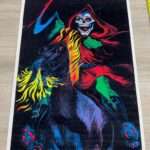 Vintage Orig Death RIDER #933 BLACK LIGHT VELVET POSTER 23 X 35" FUNKY 1980