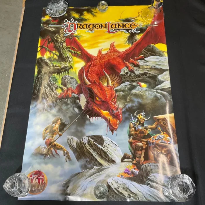 1993 TSR DRAGON LANCE DUNGEONS & DRAGONS BOOK OF Lairs POSTER FANTASY UNUSED