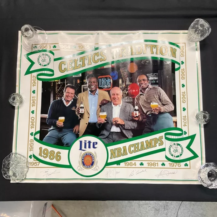 Original Celtics Tradition 1986 NBA Champs 24x30 Lite Beer Poster w/ Auerbach