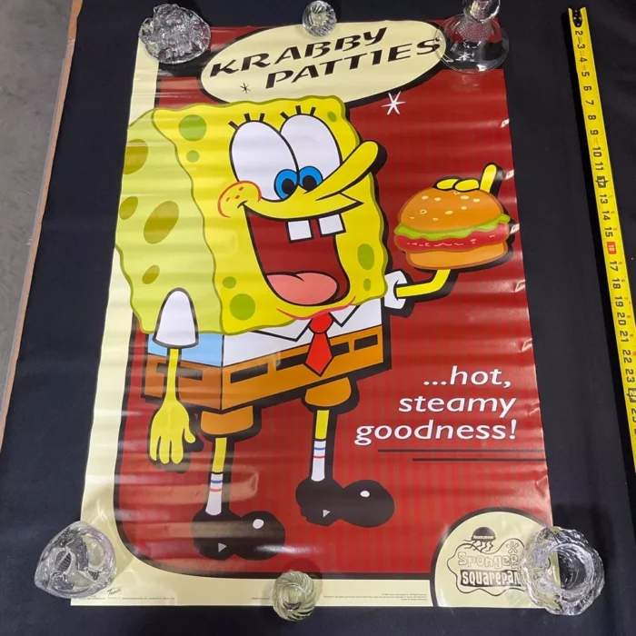 SPONGEBOB POSTER Krabby Patties 2002 NOS UNUSED