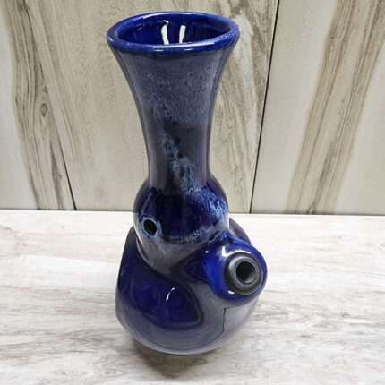 Cobalt Hand-Blown Glass Water-Pipe