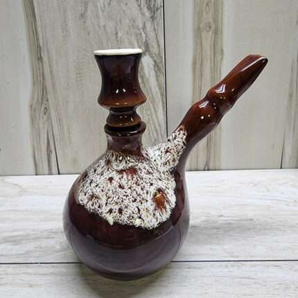 Chocolate Brown and White Glass Water-Pipe